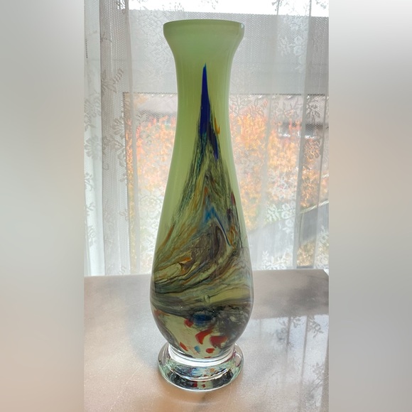 Vintage 1970s Dalian Glass Snowflake Vase (China) - Picture 1 of 8